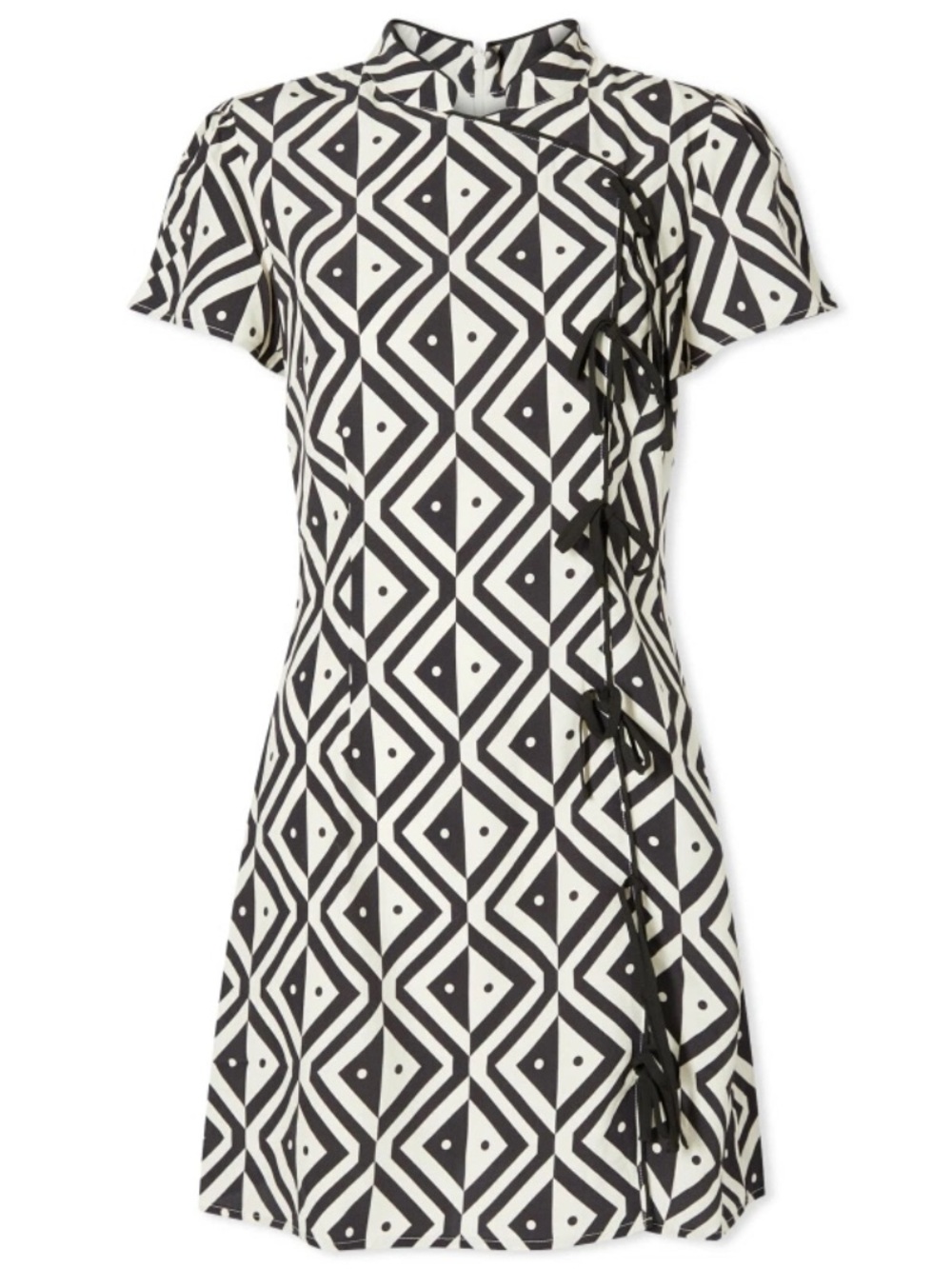 Black & White Geometric Kitri Harlow Mini Dress Kimono 6